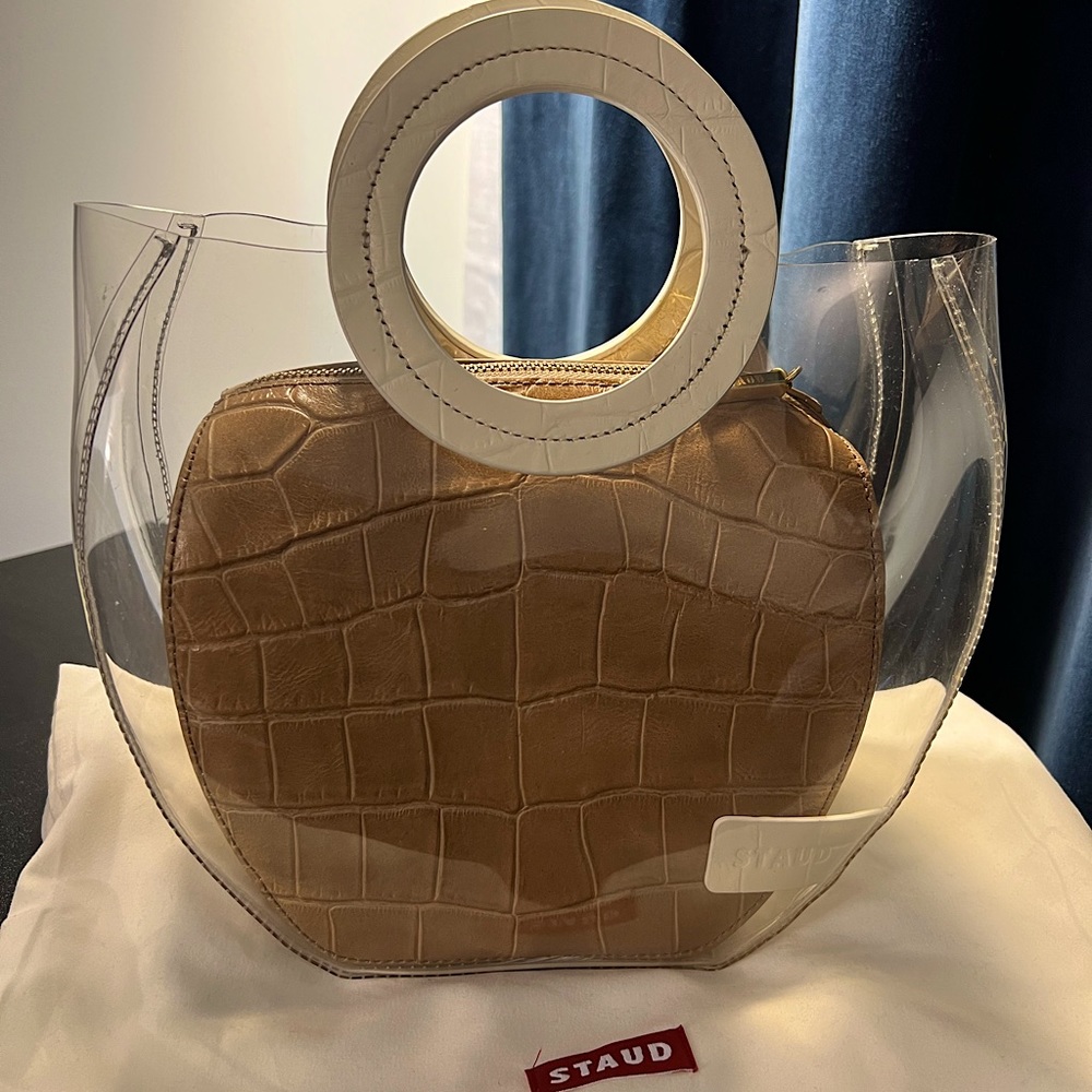 STAUD Frida PVC and croc effect leather tote